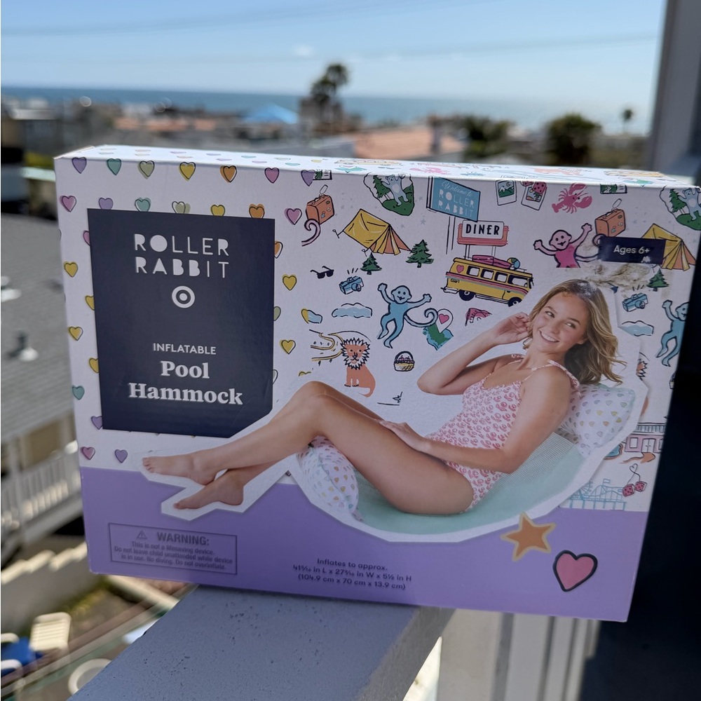 💜🩷Roller Rabbit x Target 🩵💛Inflatable Pool Hammock  NEW, NWT